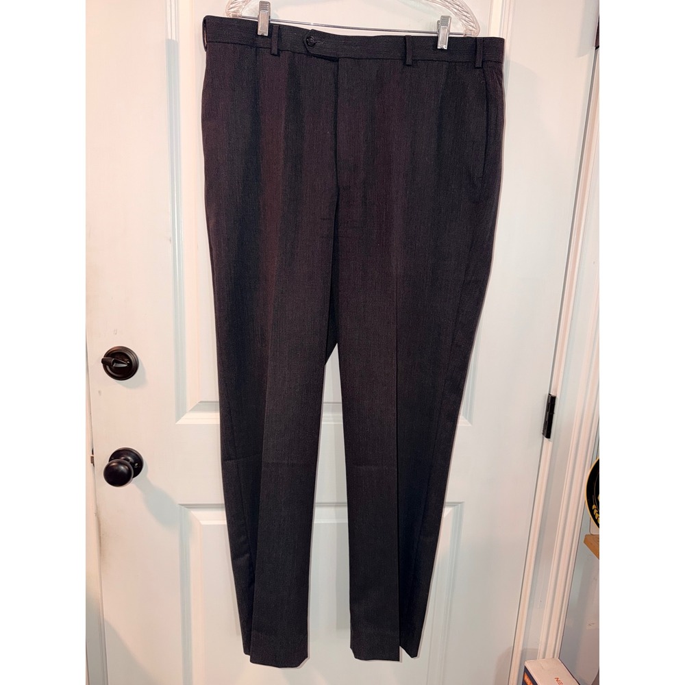 Brooks Brothers Mens 38X27 All Wool Dress Pants Charcoal Gray Flat Front Slacks
